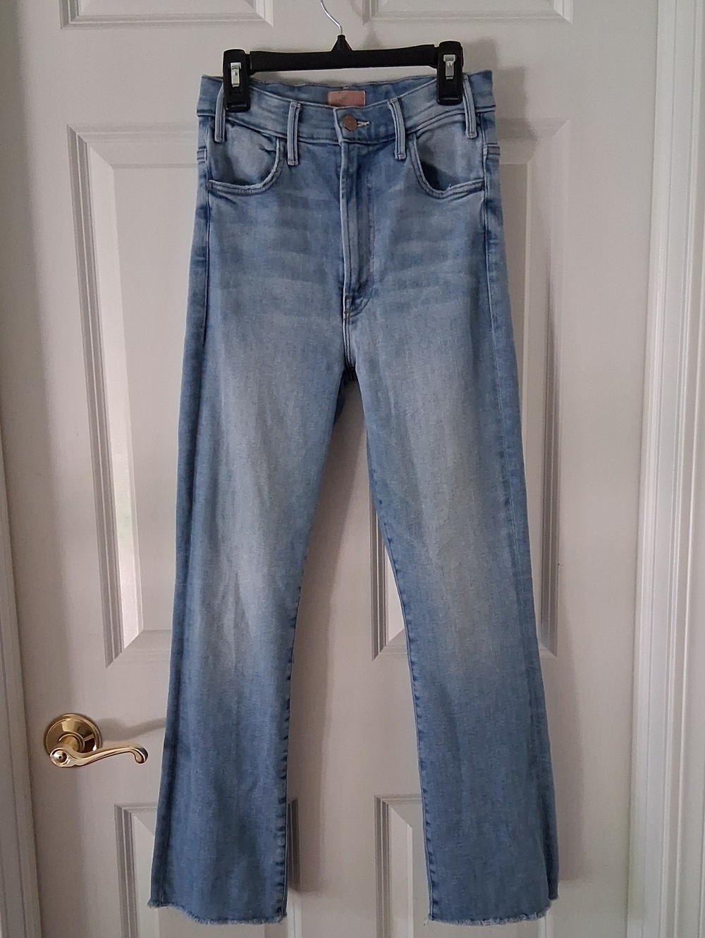 MOTHER The Hustler Ankle Fray Light Blue Jeans - Au Revoir Wash Size 25